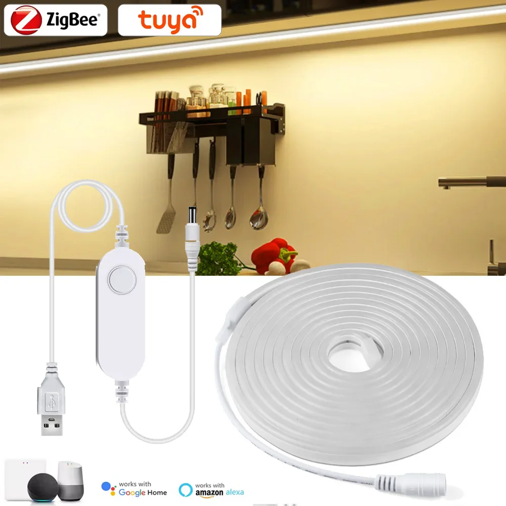 

USB 5V Neon Led Strip Light 1M 2M 3M Zigbee 3.0 Tuya Smart Single Color LED Dimmer Control Waterproof Dimmable Room Decoration