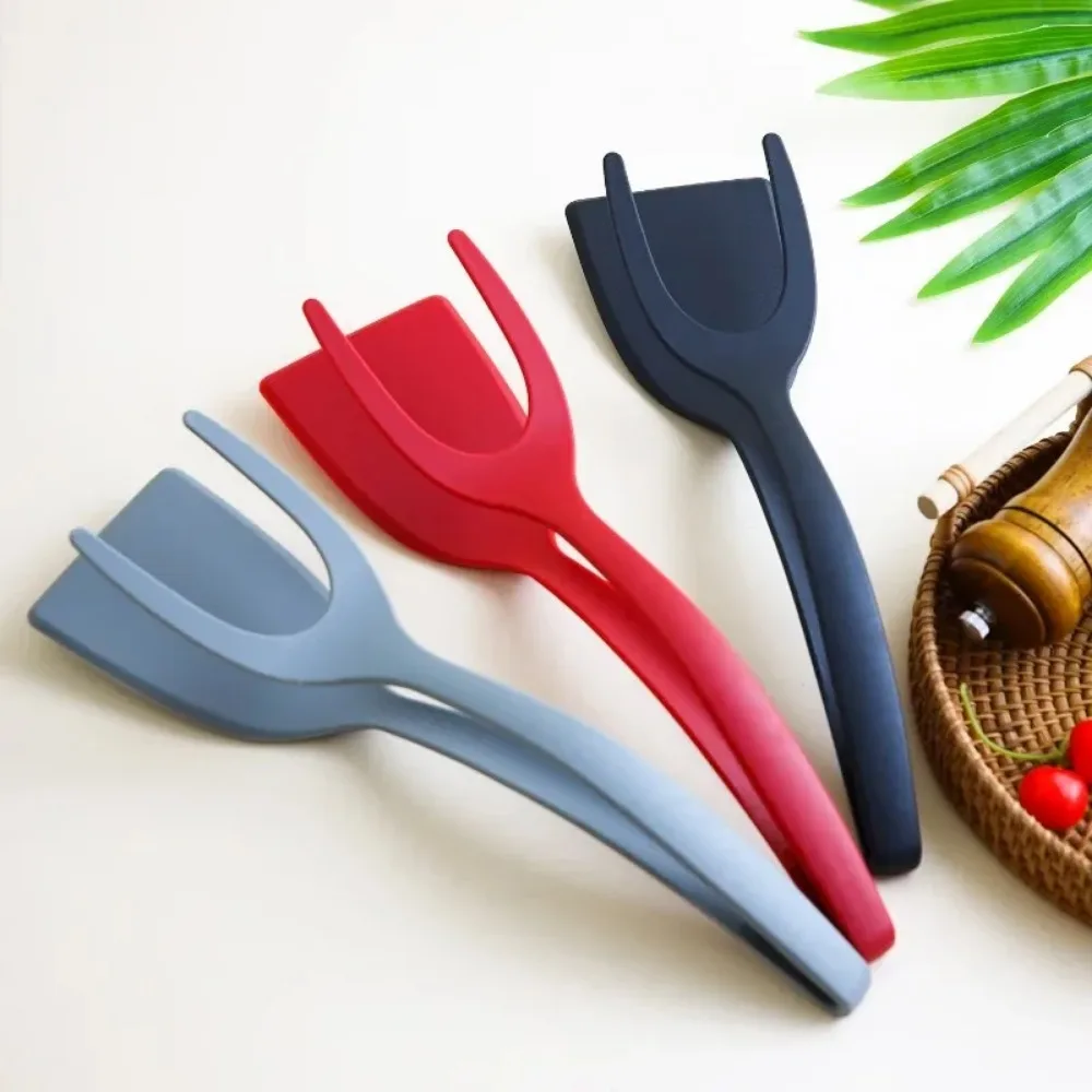 2 in 1 Grip Flip Tongs Eggs Tongs French Toast Pancake Egg Clamp Omelet Turners Cooking Tongs Gadgets Kitchen Accessories