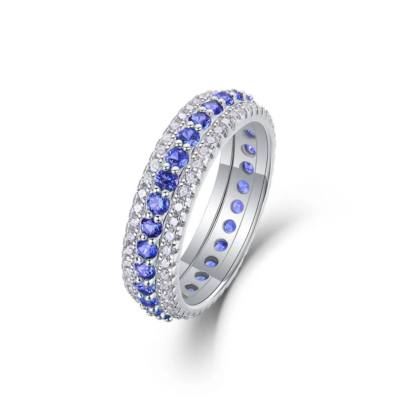 S925Sterling silver emerald moissanite ring with full diamond setting, fashionable colored gemstone ring, custom jewelry