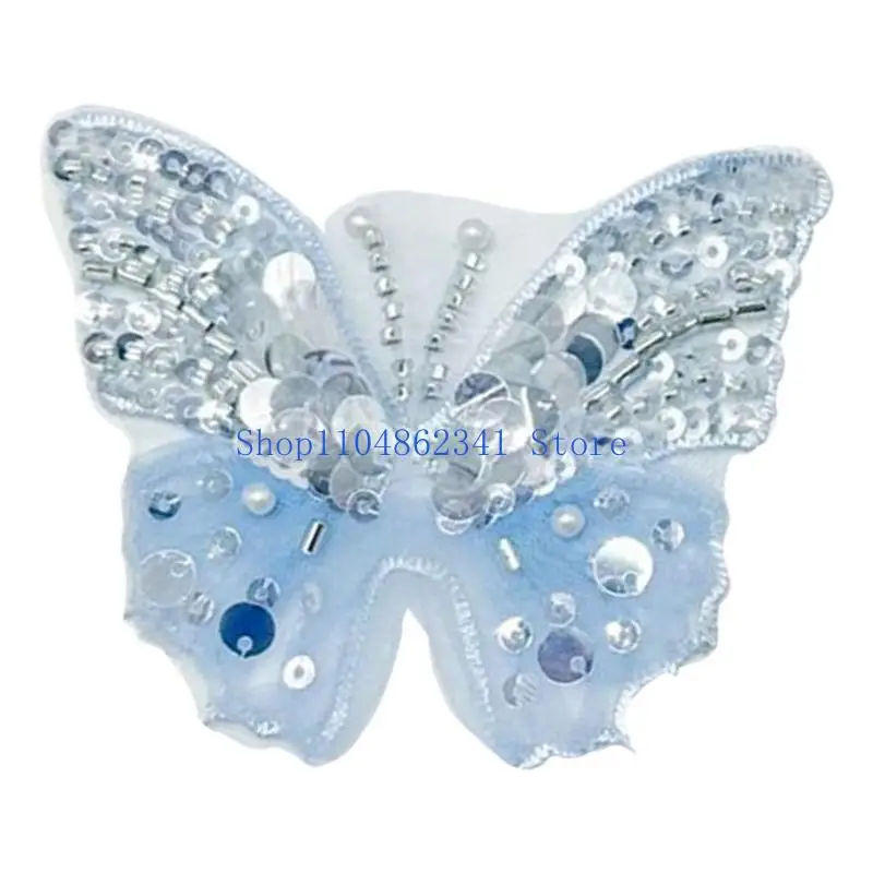 

5asd Beaded Butterfly Sewing Patches for Wedding Dresses Decors for Dress Wedding Bridal Dress Decorative Applique