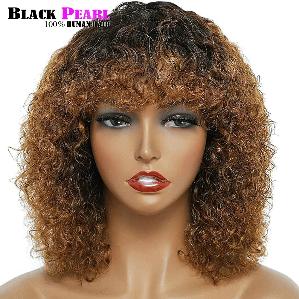 Black Pearl Fringe Wig Human Hair Short Bob Wigs Pixie Wig Human Hair Curly Wig s Cheap Wigs on Clearance Peruca Cabelo Humano