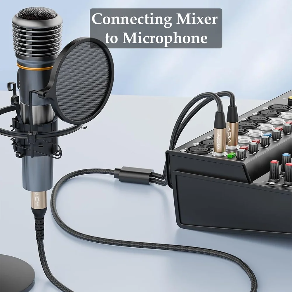 XLR To Dual 6.35mm Balanced Cable 1/4 TS To XLR Female Y-Splitter Mic Cord for Voice Recorder Amplifier Mixer Soundboard Speaker