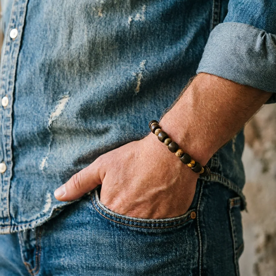 

Винтажные деревянные браслеты с бусинами для мужчин, буддийские, для медитации и исцеления, ювелирные украшения, подарок