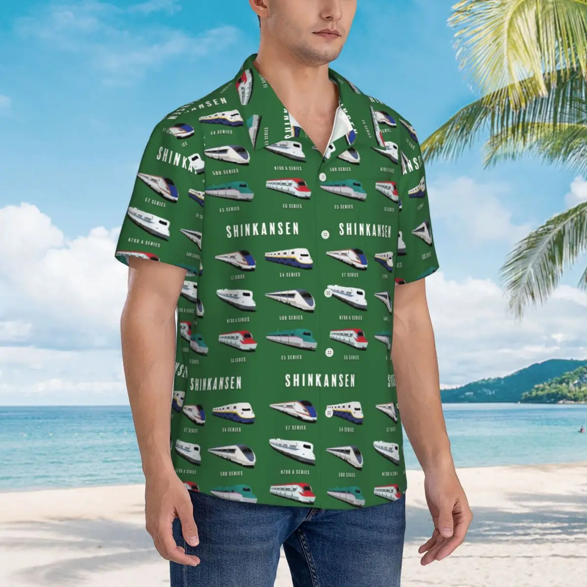 

Japanese Shinkansen Bullet Trains Artwork Hawaiian Shirts Casual Men Short Sleeve Shirt for Summer Beach Men's Button Tops