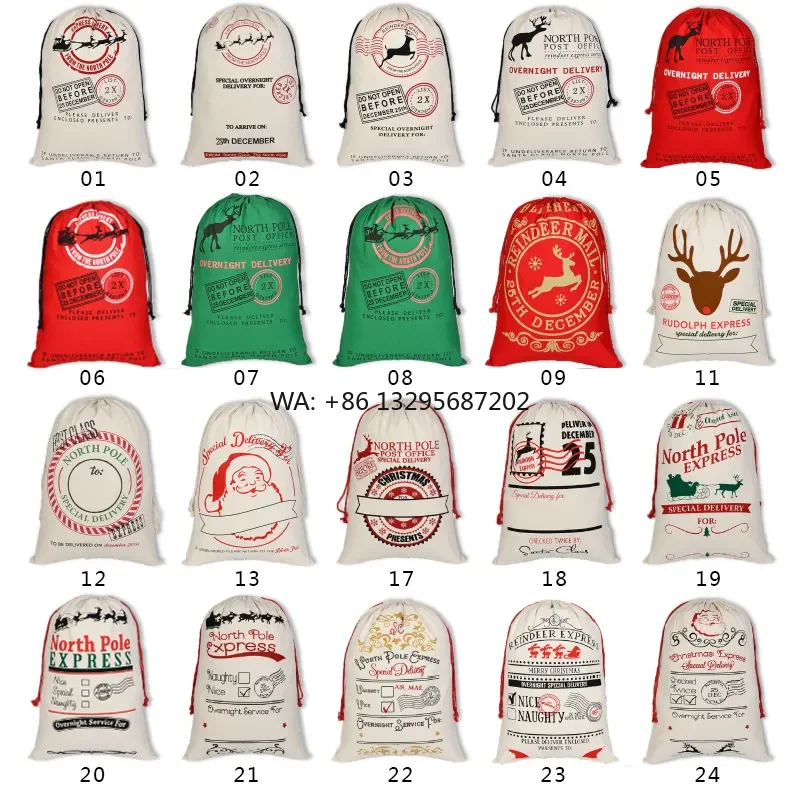 

10pcs/Lot Christmas Dress up Santa Claus Large-Capacity Drawstring for Children's Christmas Gift