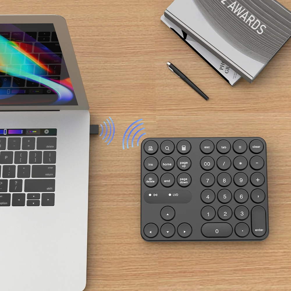 

2.4G Wireless Mini Numeric Keypad 35 Keys Number Keypad Digital Keyboard Accounting Number Pad for Bank Accounting Teller