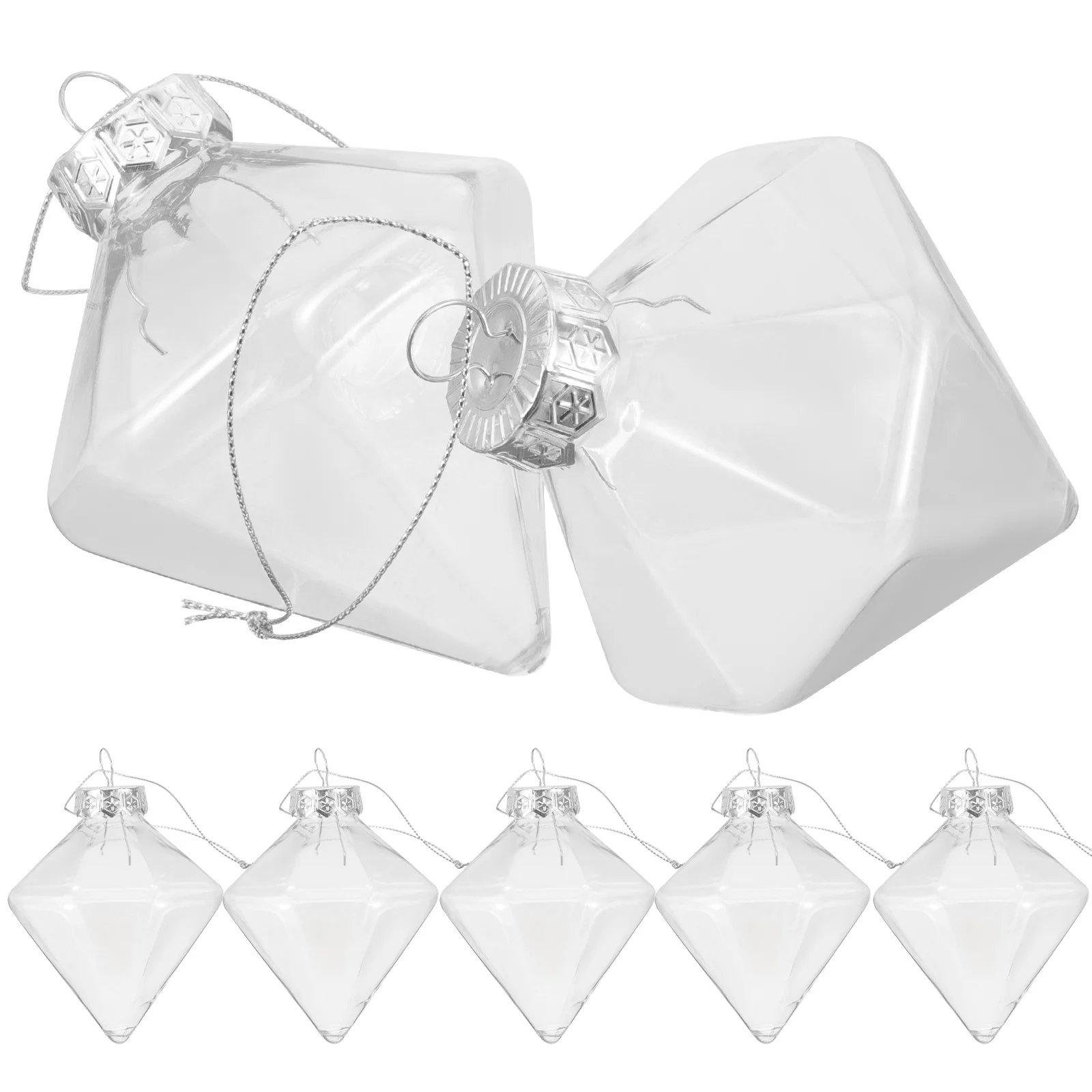 

12Pcs Clear Plastic Diamond Christmas Balls Fillable Ornaments Hanging Decorations Christmas Tree Balls Xmas Party Supplies