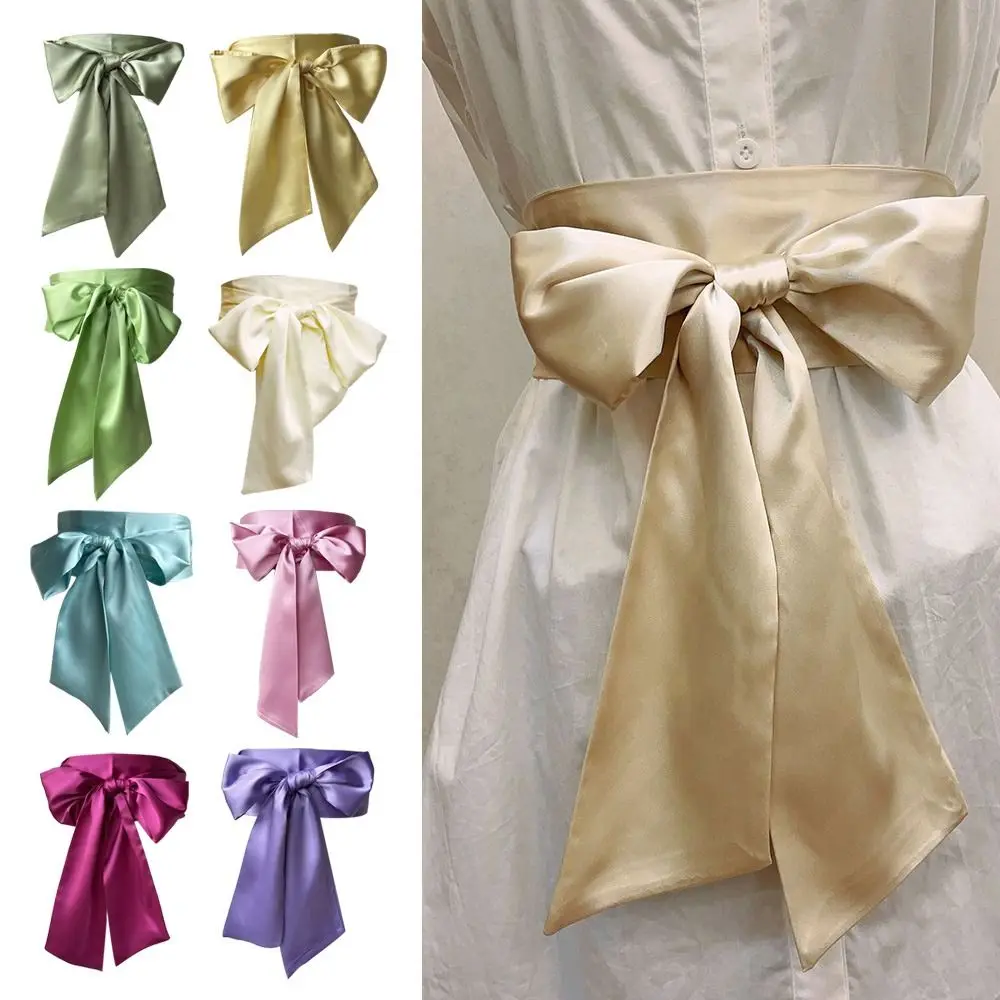 الحرير الساتان القوس مشد حزام الخصر الزخرفية واسعة الدانتيل يصل حزام الخصر DIY Bowknot شريط قماش من القماش Cummerbunds