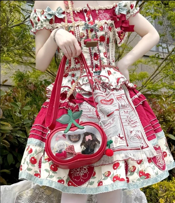 

Japanese Original Two-dimensional Comic Show Cherry Small Ltabag Women Lolita Cute Clear Small Appetite Pain Window Crossbody