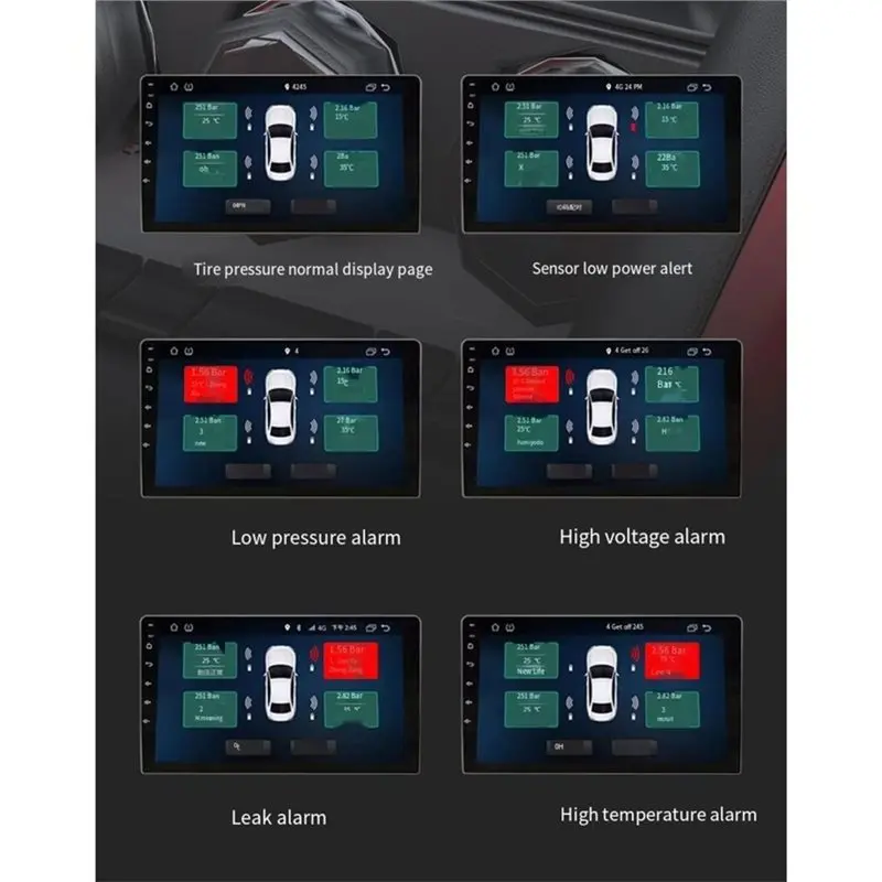 

Waterproofing For Car Radio Installation TPMS Tire Pressure Monitoring System Display System For Car Radio
