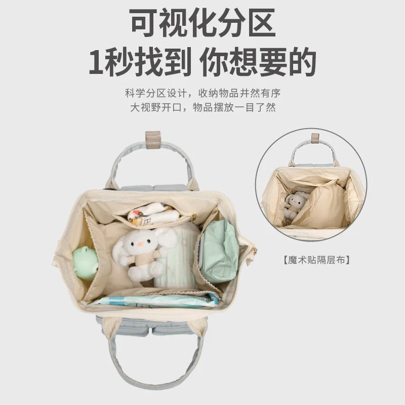 حقيبة الأم الجديدة كبيرة الحجم حقيبة الأم والطفل العصرية للفصل الجاف والرطب حقيبة الأم ذات الفتح الكبير