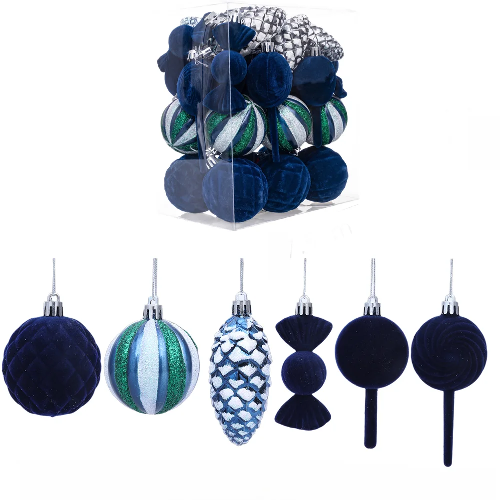30pcs Flocking Christmas Tree Balls Assorted Colors Velvet= Finish Ornaments For Holiday Party= Decor Easy Hang Baubles With=Box