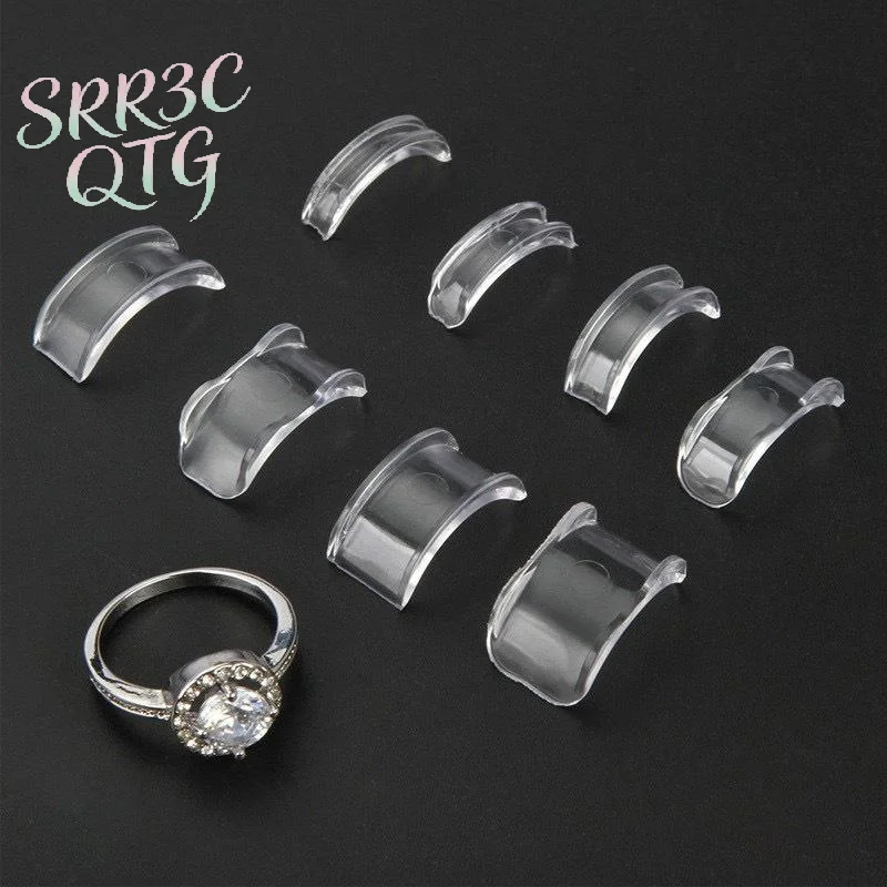 Hot 8Pcs/Set Silicone Ring Size Adjuster Resizer Anti-Loss Proof Invisible Ring Holder Retainer Shrinker For Rings Jewelry Tools