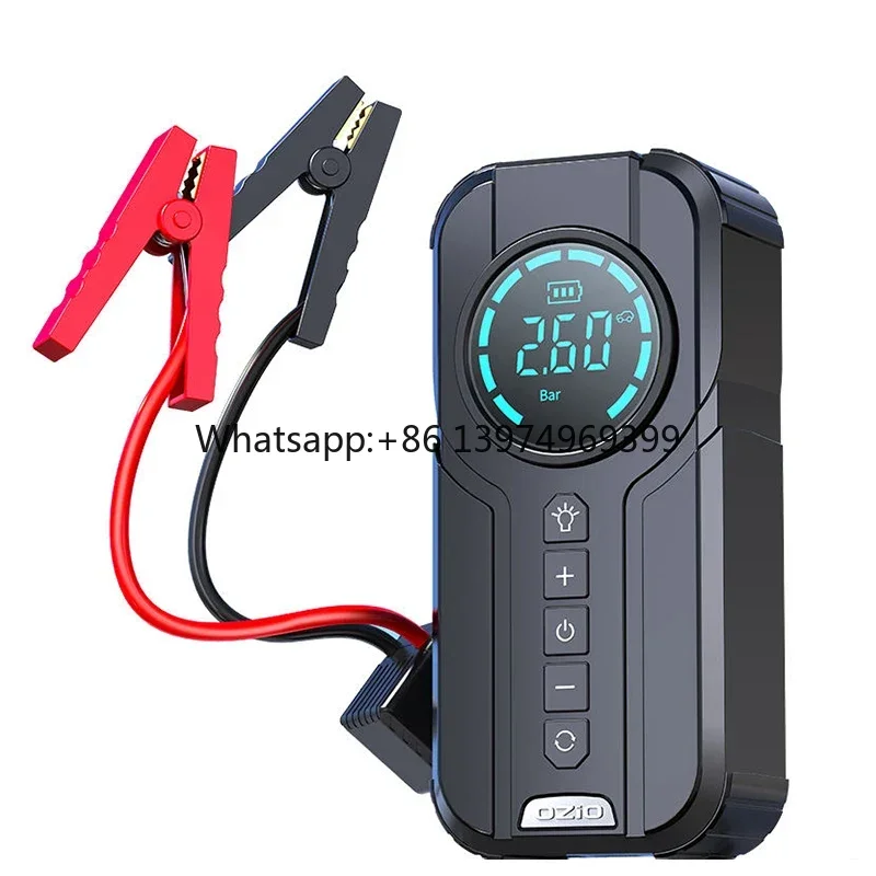 Multifunctional 4 in 1 Professional 6000 MAh Digital Powerbank Car Battery Charger Jump Starter Cable and with Tire Inflator