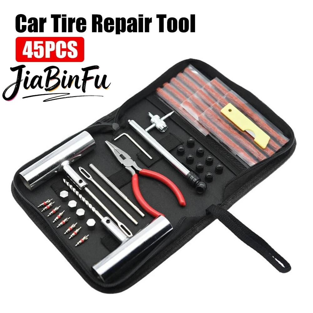 

Tyre Repair Kit Puncture Plug Set Auto Bike Tire Repair Car Tire Change Tools Motorcycle Car Accessories 45pcs Studding Set