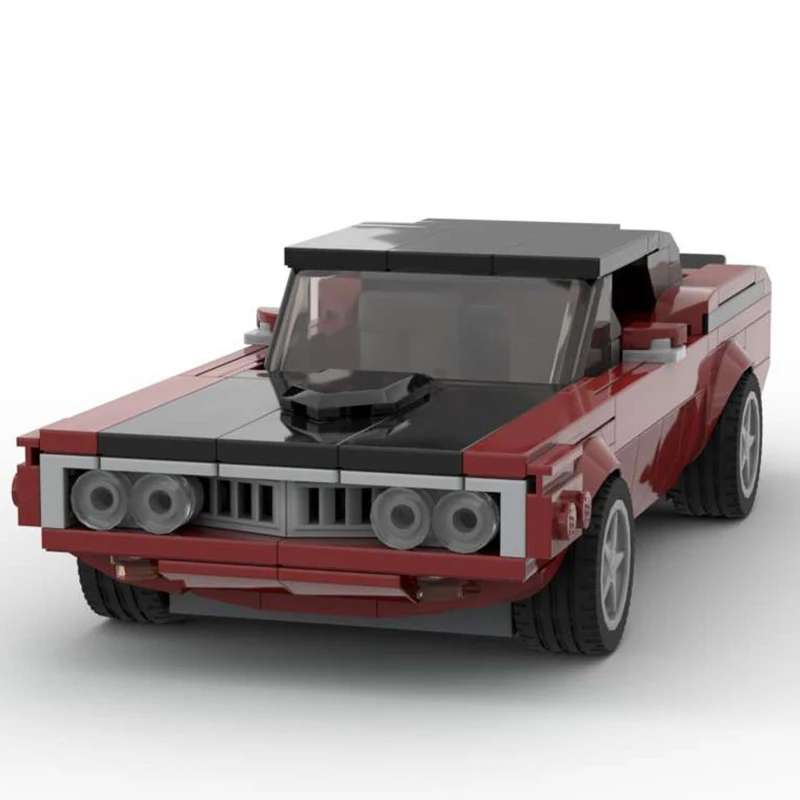 222ピース-moc-シティチャンピオンズ-スーパーカー-ファウンダー-s-ロック-ヘミ-カダ-ダークレッド-モデル-テクノロジー-diy-組み立て-ビルディングブロック-ディスプレイ-ギフト