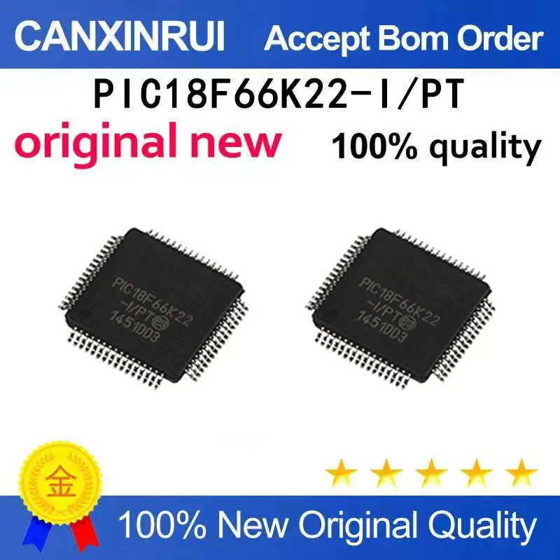 (5pcs-100pcs)PIC18F66K22-I/PT QFP64 8-bit microcontroller MCU brand new