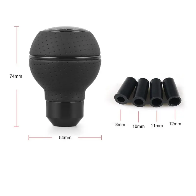 AU28-For M8 M10 M11 Universal 5 Speed Leather& Aluminum Car Gear Shift Knob Shift Lever Gear Level Knob Head view 6