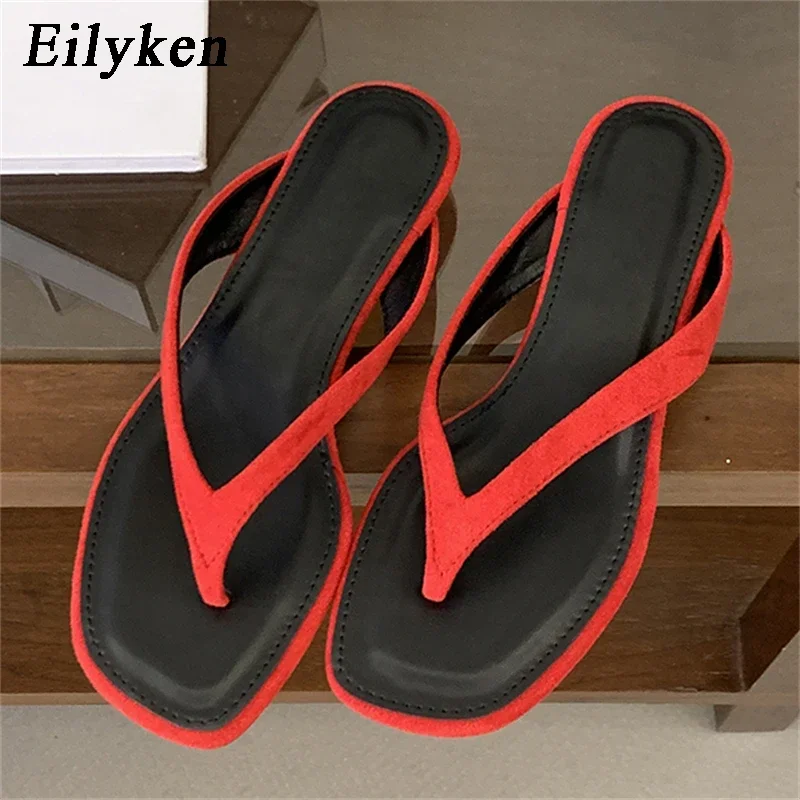 Eilyken Fashion Shallow Square Clip Toe Slippers Women Low Heels Sandals 2026 Summer Party Flip Flops Female Shoes