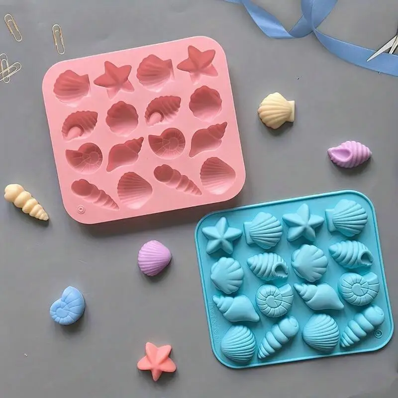 Seashell Silicone Molds, Ocean Themed Chocolate Molds,Shell,Starfish,Conch Candy Mold, Reusable For Cake Decoration,Party Treats