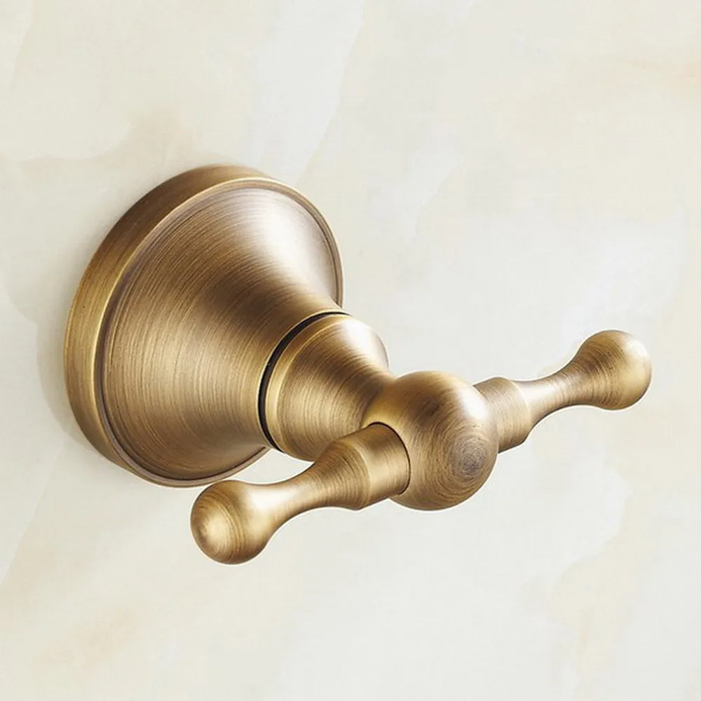 Bathroom Accessory Antique Brass Wall Mounted Bathroom Double Robe Hook Coat Hat Towel Hook Hanger aba089