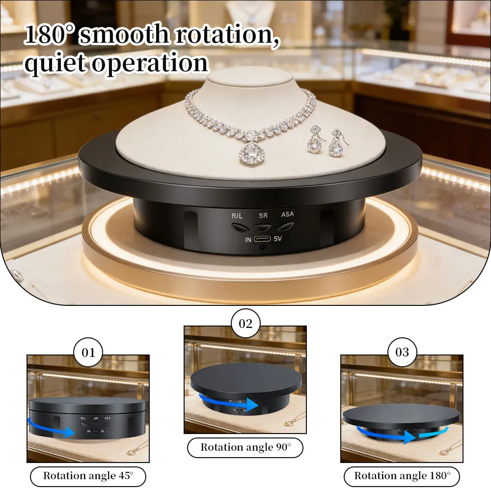 

Хит продаж: Электрический вращающийся визуализатор 360° ° Вращающаяся подставка с USB-зарядкой и дисплеем для видеосъемки, демонстрации украшений и обуви