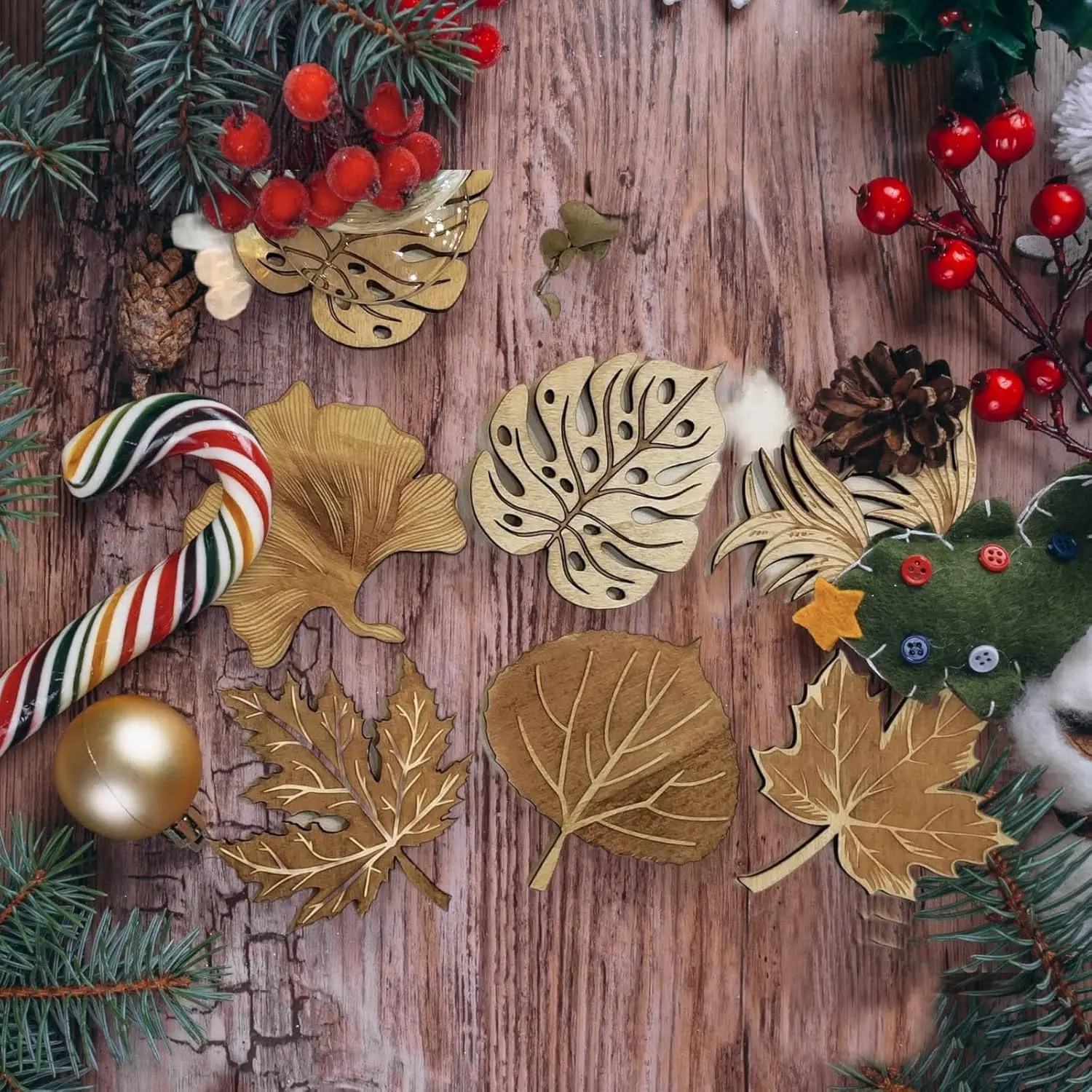 6 قطعة ورقة الرجعية على شكل 2D 4in قاعدة أكواب خشبية النبات الفن تصميم كوستر المشروبات المنزل المطبخ مناسبة مقهى الديكور هدية