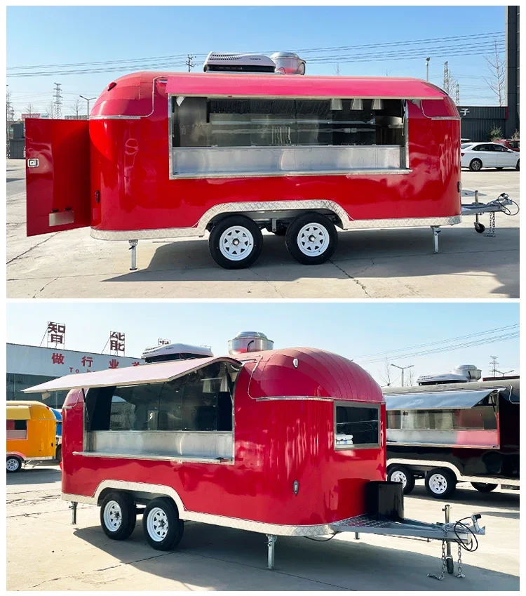 Chinese Custom Carritos De Comida Fast Food Track Mobile Coffee Shop Airstream Pizza Fast Food Trailer with Full Kitchen