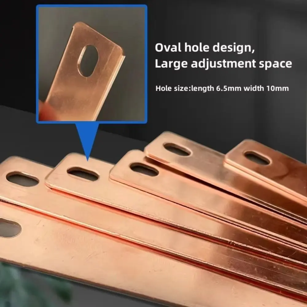 New Red Copper Bus Bars Connector M6 screw holes Flat Battery Busbar Red Copper Pickling Busbar LiFePO4 Cell