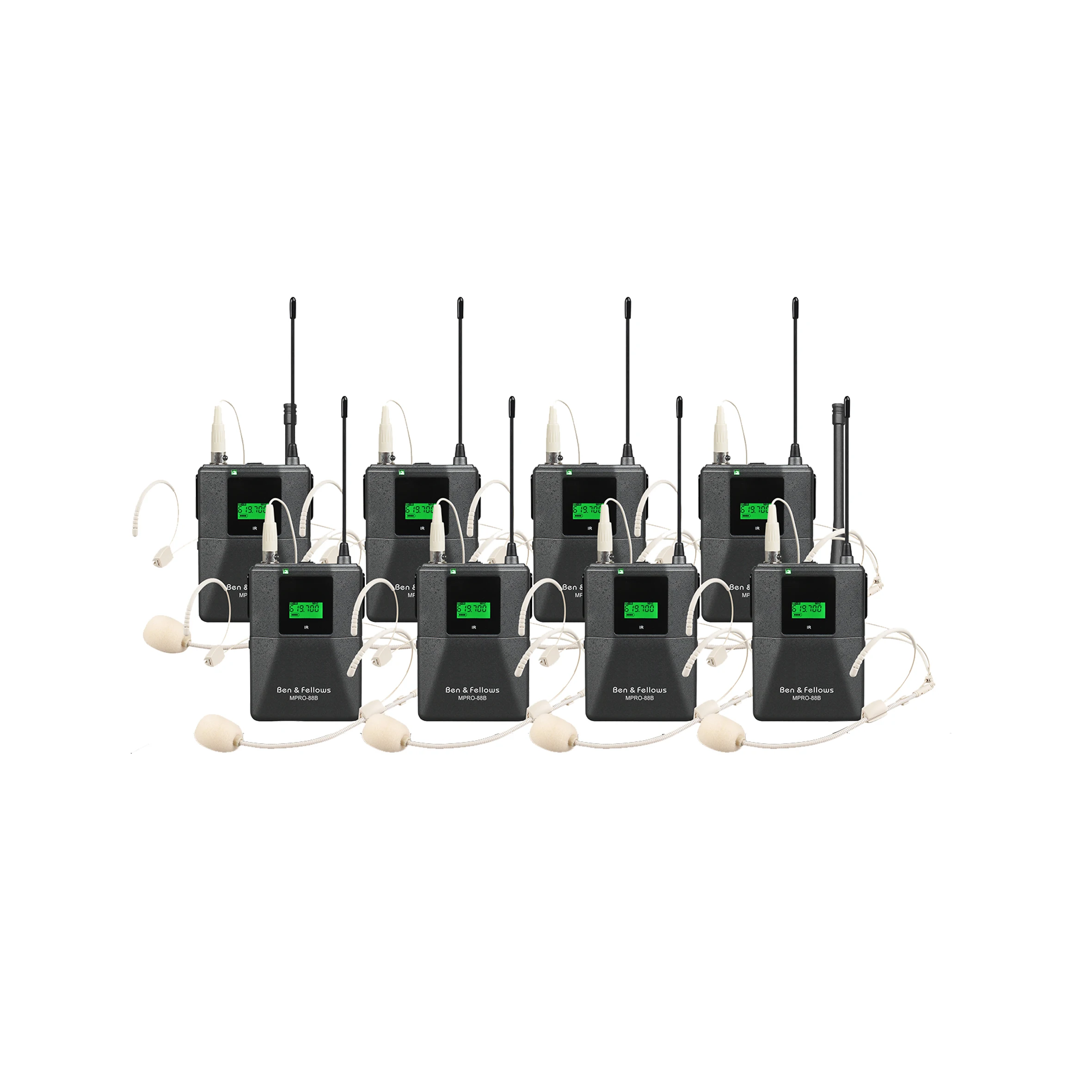 

【2026】8-channel Professional UHF Wireless Belt-pack Head-set Microphones System With 8 Bodypacks MIC