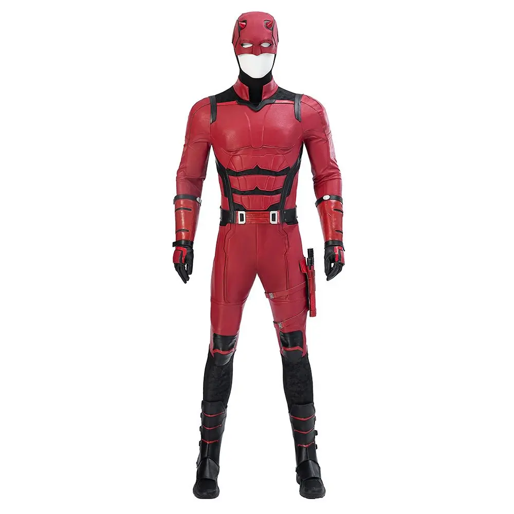 

Movie Daredevil Cosplay Costume Red Jumpsuit Born Again Matt Murdoch Superhero Adult Men With Headgear Hat Halloween