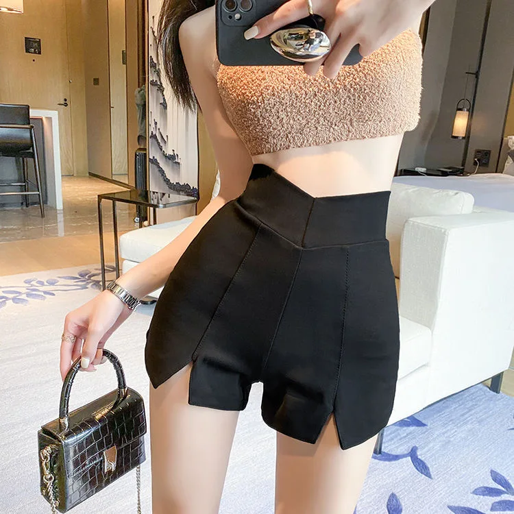 Black High-Waist Elastic Slimming Short Pants Women's Sexy Tight Fit Hot Pants Sweet And Spicy Jazz Pants Summer Thin Model