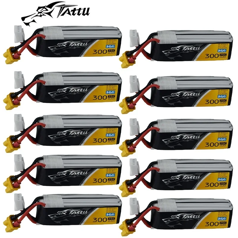 Original TATTU 75C 300mAh 11.4V LiPo Battery For RC Helicopter Quadcopter FPV Racing Drone Parts 11.4V Battery With XT30 Plug