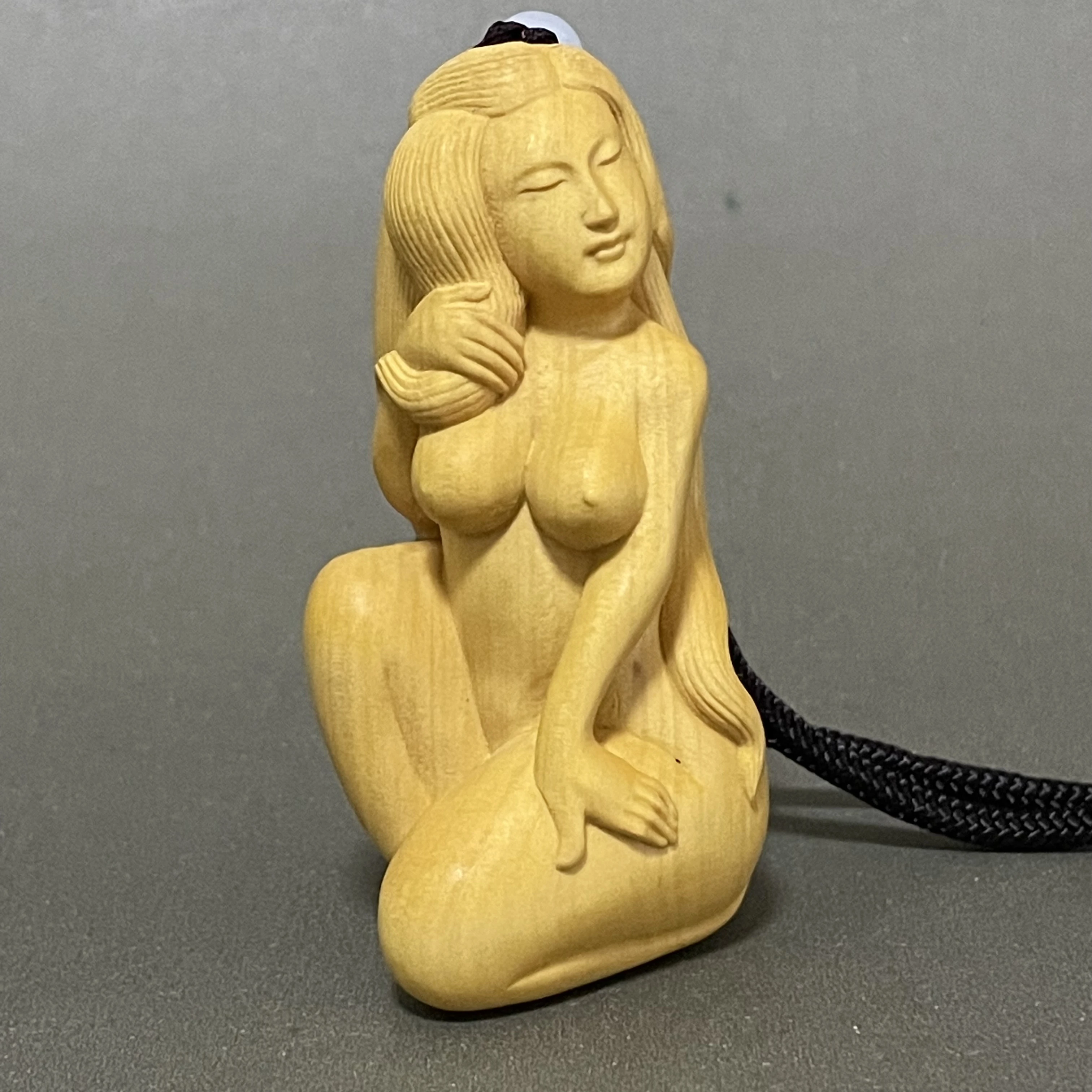 

7.5 CM Pretty Girl Lady Hand Carved Boxwood Figurine Carving Beautiful Women Feng Shui Sculpture - #Y017