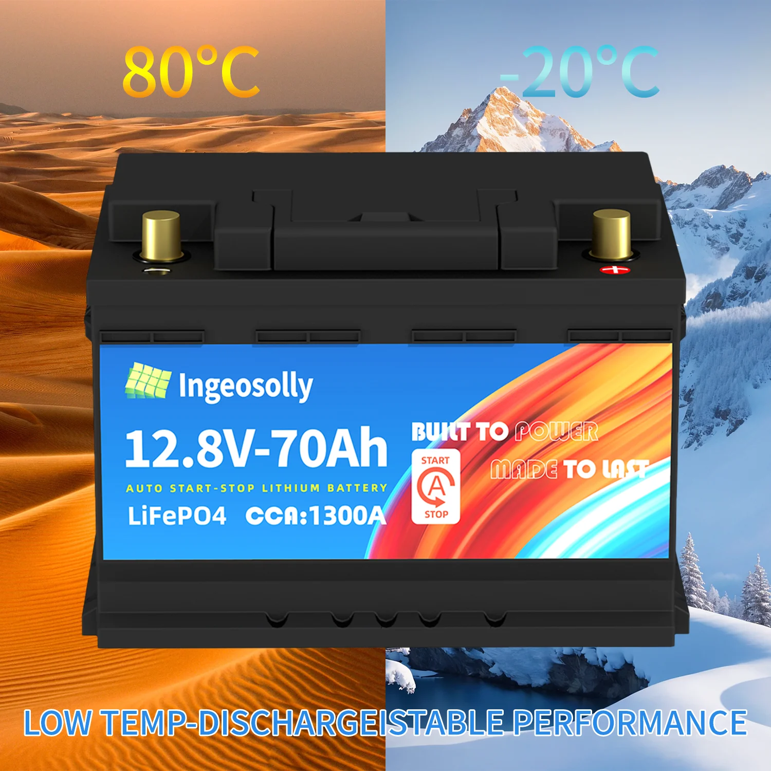 Higt CCA Car Start-Stop Lifepo4 Battery 072-20 12V 70AH LiFePO4 Starting Battery Built-in BMS for Solar Storage Energy,RV,ect.