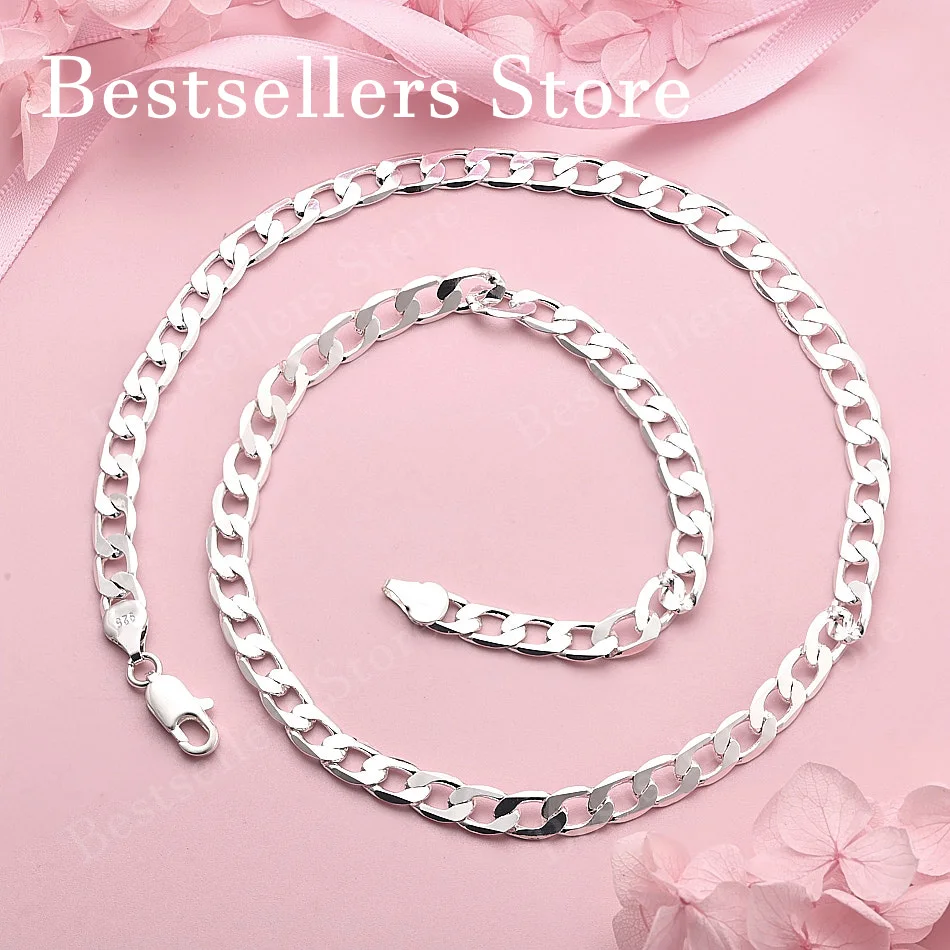 

925 Sterling Silver 16-30 inch 6MM Simple Figaro Chain Necklace for Men and Women, Fashion Party Hip Hop Accessory