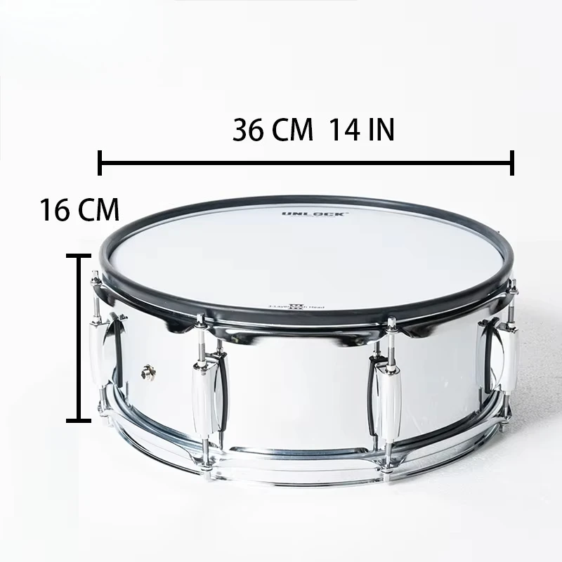 Ultra-Precision 14-Inch Steel Electronic Snare Drum with Triple Trigger Sensors
