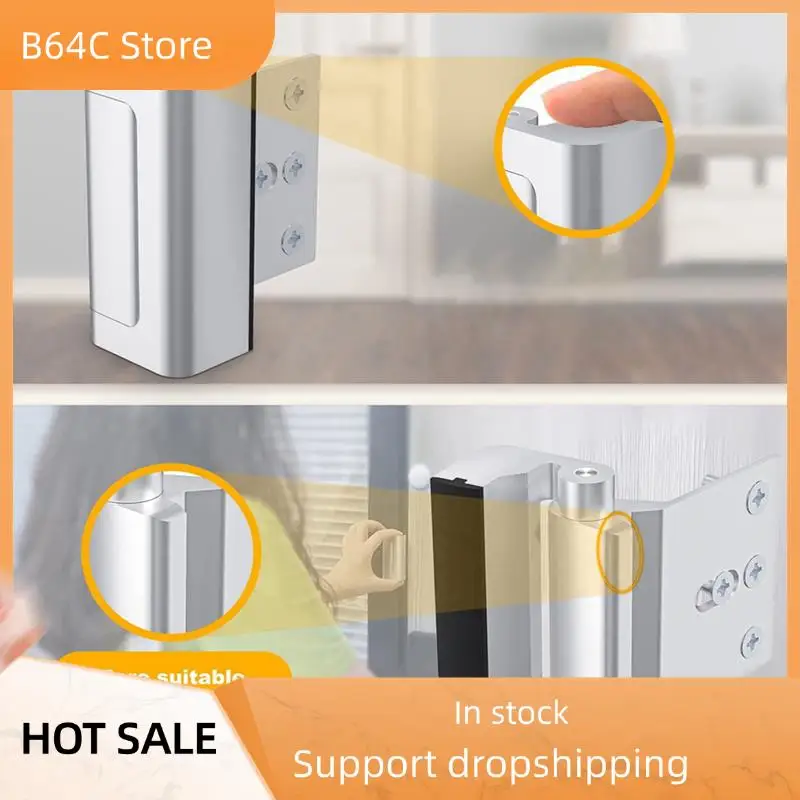 

B64C 4Pack Door Reinforcement Lock,Aluminium Alloy U Door Reinforcement Lock 3Inch Security Door Lock Home Proof Door Stopper