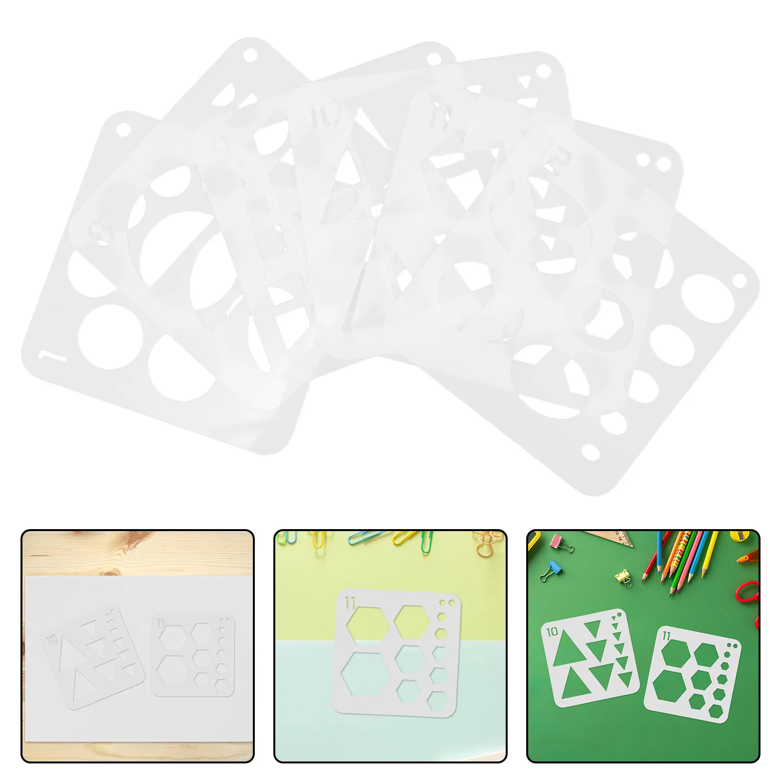

24Pcs Geometry Stencil Reusable Plastic Drawing Template Set for Classroom DIY Craft Basic Shape Tracing Circle Square Triangle