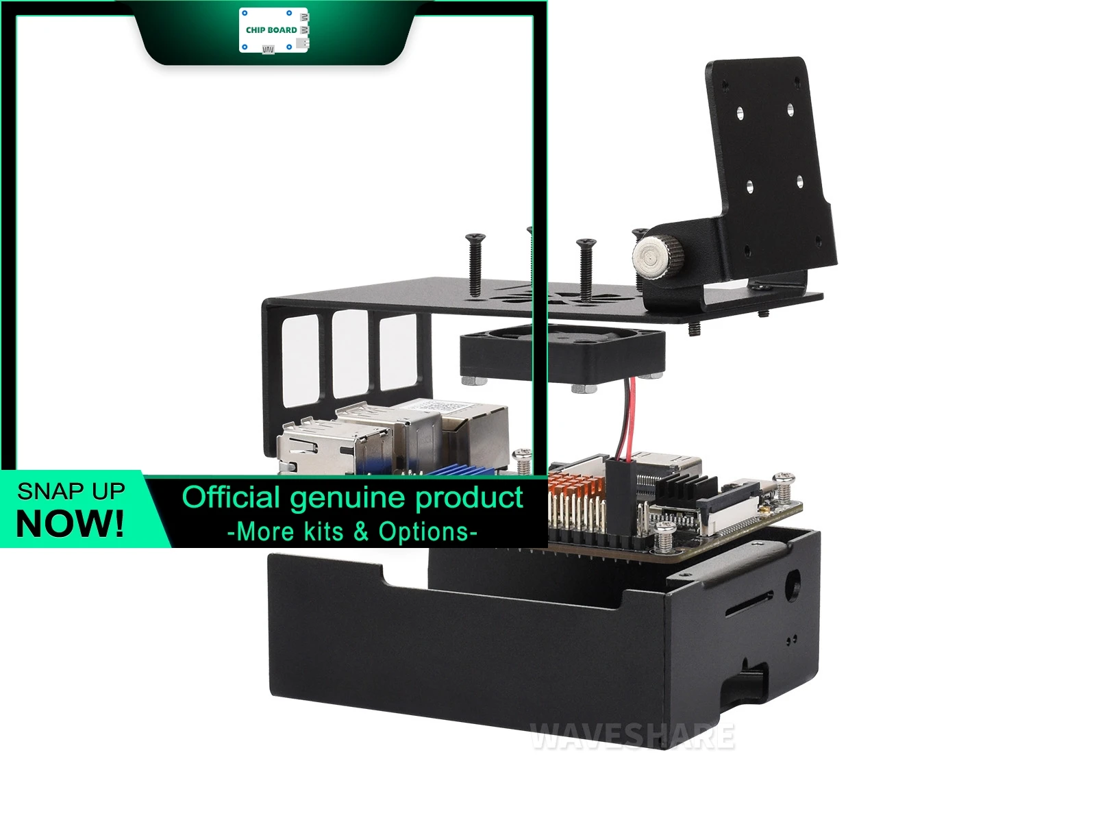 

Алюминиевый охлаждающий корпус WAVESHARE для VisionFive2 Lite с радиатором, вентилятором и кронштейном для крепления камеры