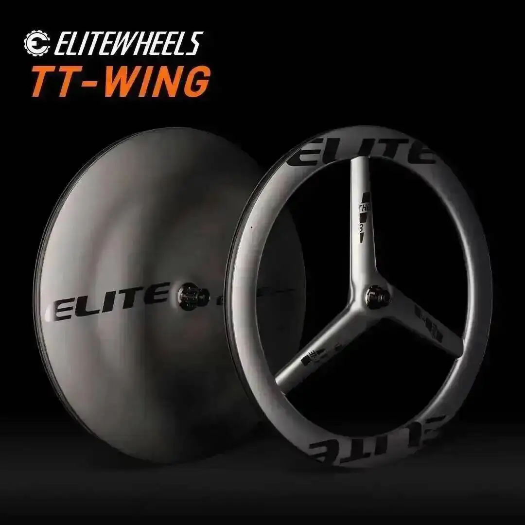 AliExpress ELITEWHEELS Time Trial Disc Wheels Carbon Fiber DiscTriathlon Wheelst front 3 Spoke Wheelset rear Disc Wheel For TT Bike Racing