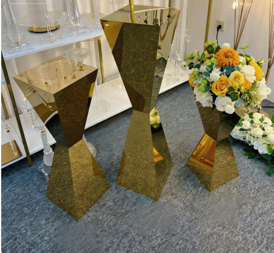 2/4/6/10pcspcs Vase Wedding Table Centerpieces Stainless Steel Flower Stands Vases Road Lead Party Decoration