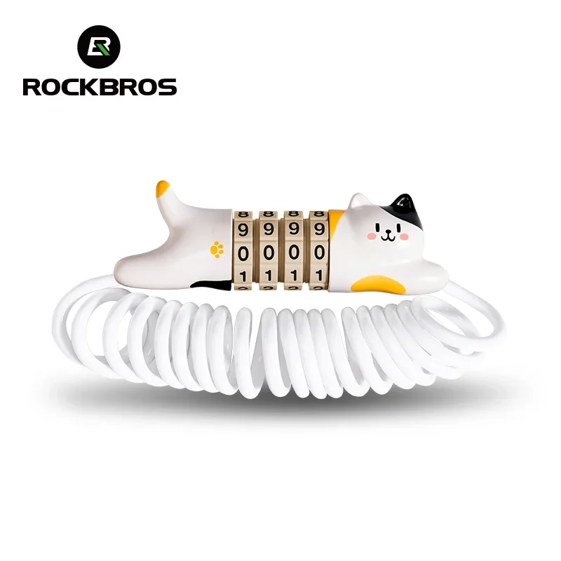 AliExpress ROCKBROS Cycling Lock Password Helmet Lock Creative Ultra-Light Cat Steel Bicycle Cat Lock Anti Theft Bike Lock Accessories
