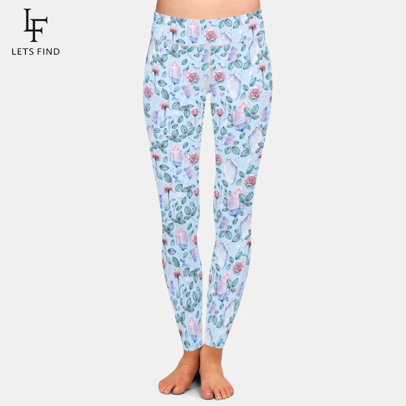 2019 New Diamond Flower Digital Print Leggings High Waist  Fashion Women Trousers High Quality Casual Leggings