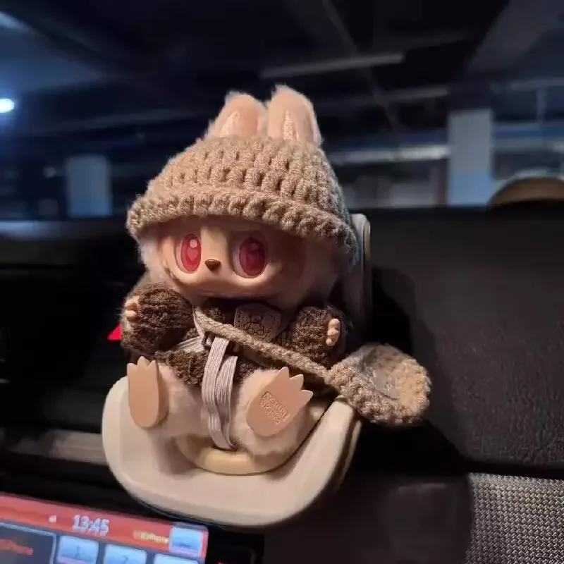 Popmart Labubu Figure Car Seat Compatible Model Toy Decoration Trendy Blind Box Collectible Art Character Design Cute Gift