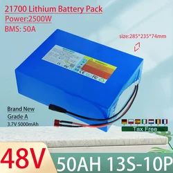 48V 50Ah 21700 13S10P Lithium Ion Battery Pack 2500W Power Tool Batteries Outdoor Backup Batteries With 50A BMS+54.6V 5A charger