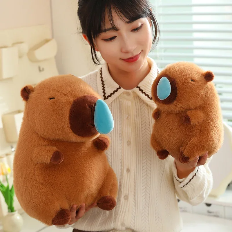 Cute Capybara Plush Simulation Animals With Stretchable Nasal Mucus Cute Capibara Fluffty Soft Stuffed Plushy Doll Kid Gift