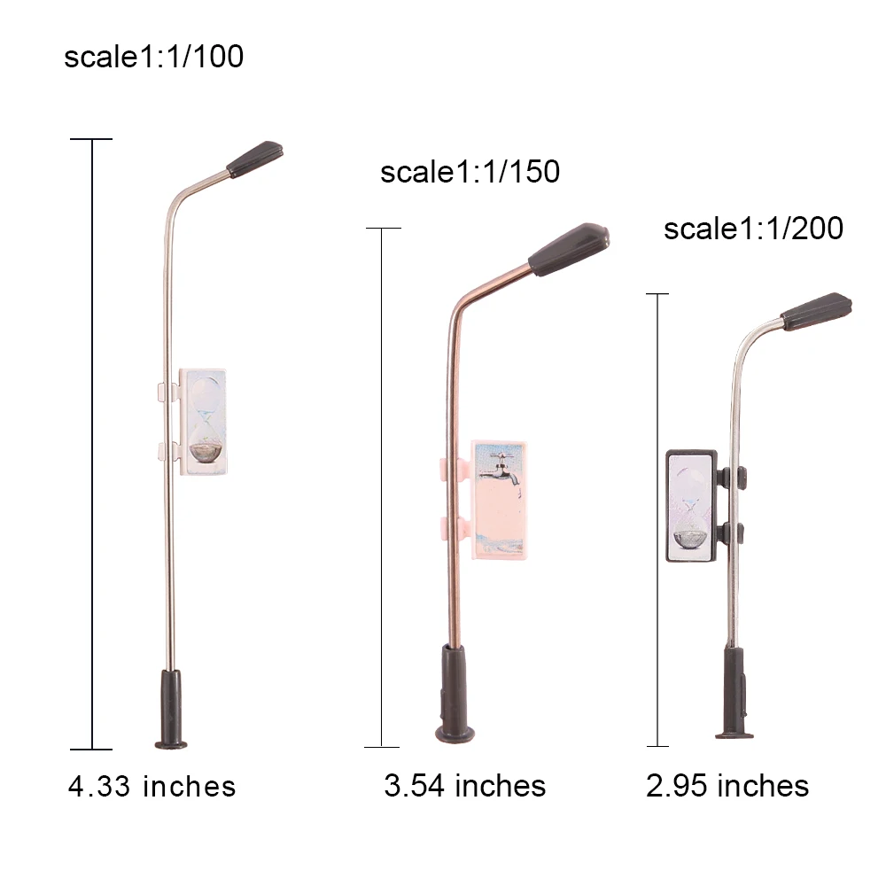 Scale 1:100/150/200 Miniature 3V Street Light Model Metal Lamp For Making Diy Sand Table Scene Layout Diorama Kits 5Pcs/Lot