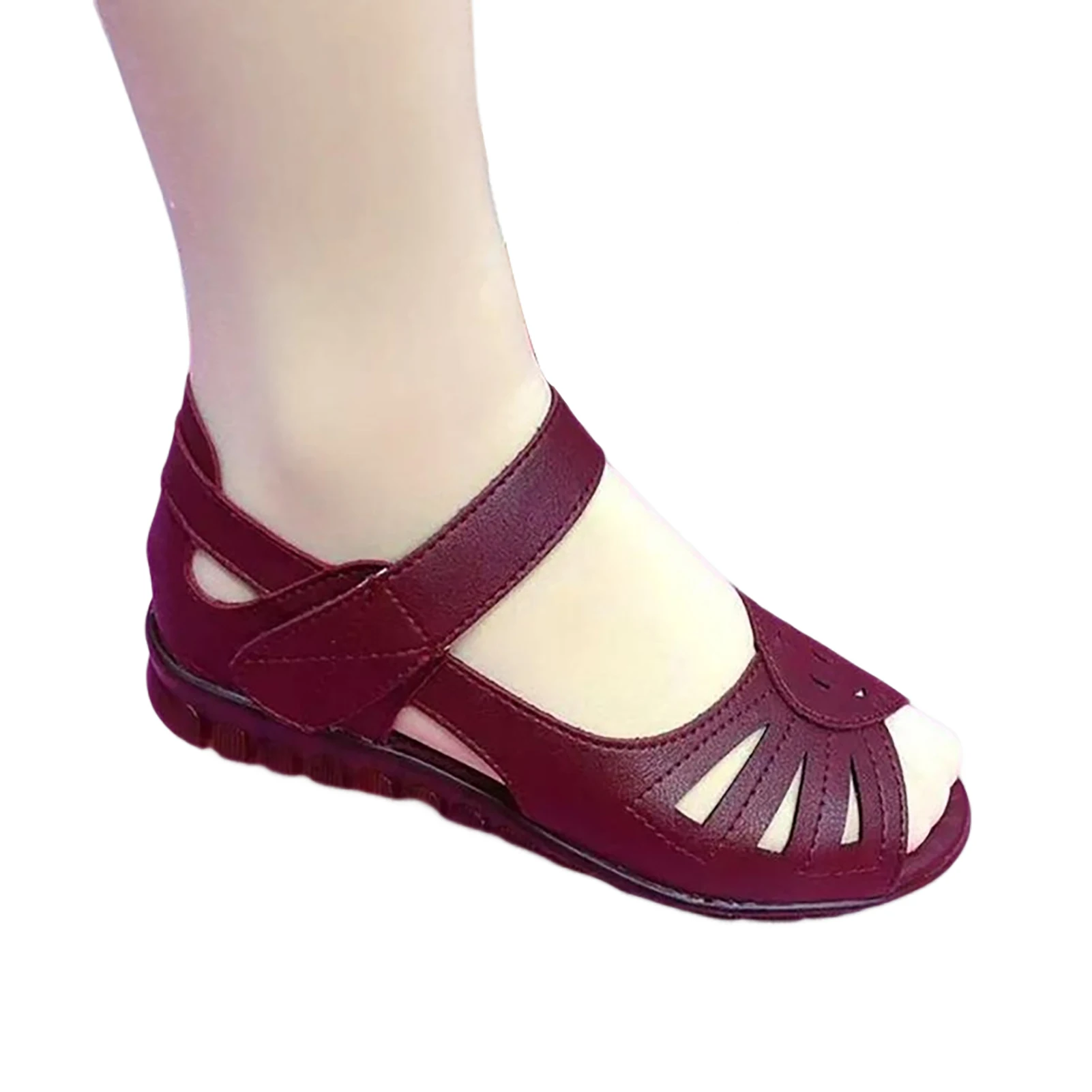 Elderly Flat  Sandals with Sticker Non Slipped and Wear Resistant Sandals Suitable for Going Beach Side Wear