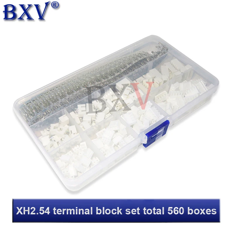 560PCS XH2.54 2P 3P 4P 5 Pin 2.54mm Pitch Terminal Kit / Housing / Pin Header JST Connector Wire Connectors Adaptor XH DIY Kits